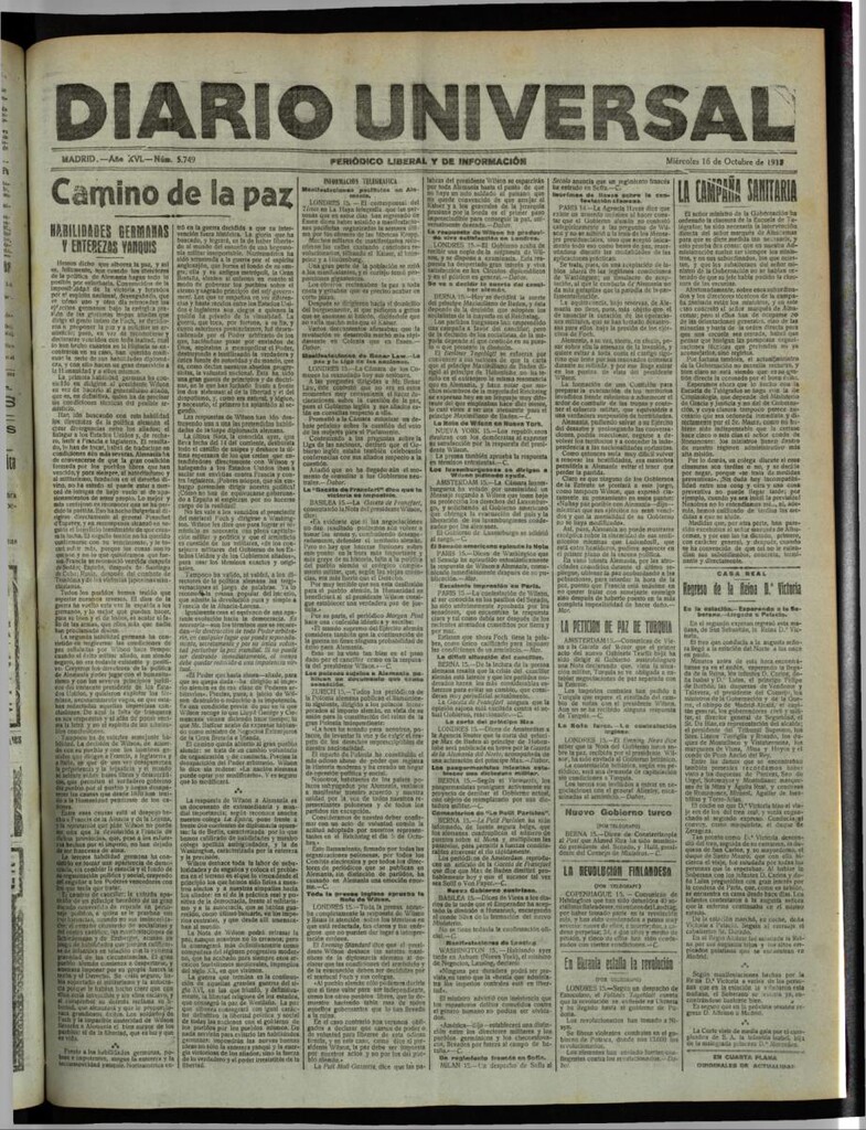 Miniatura de Diario Universal del 16 de octubre de 1918