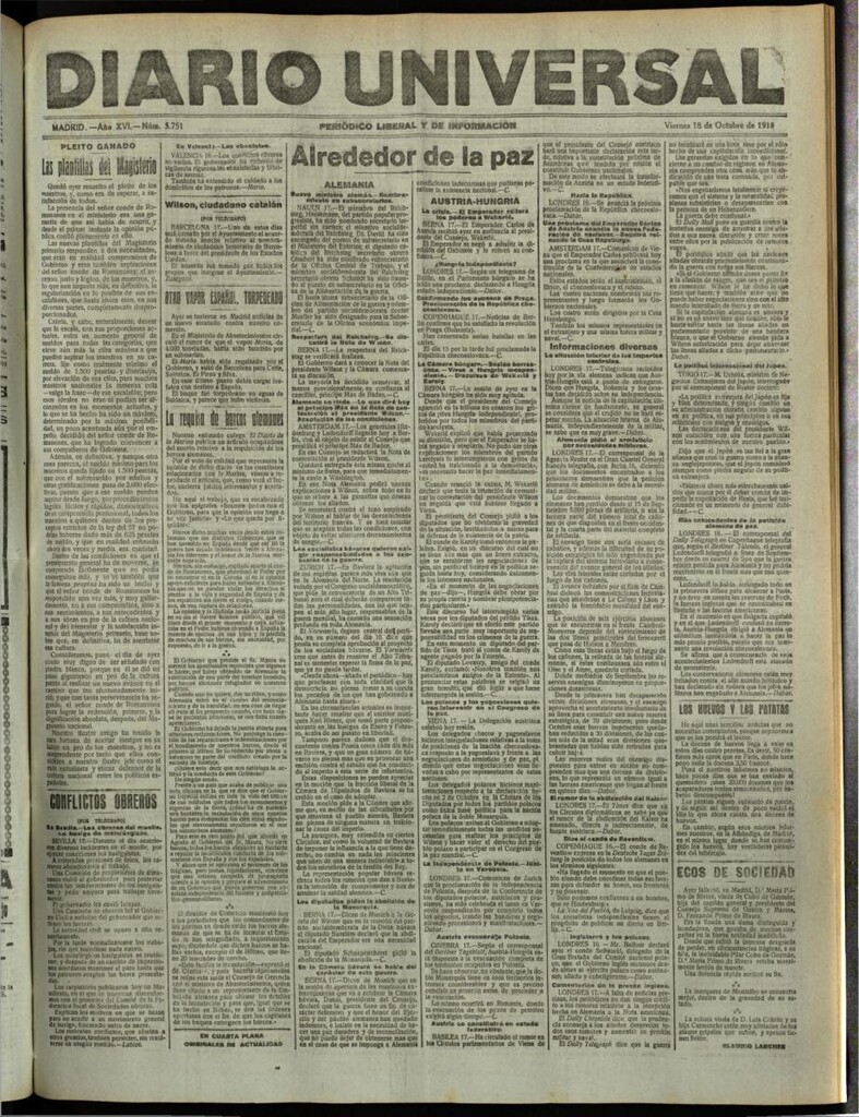 Miniatura de Diario Universal del 18 de octubre de 1918