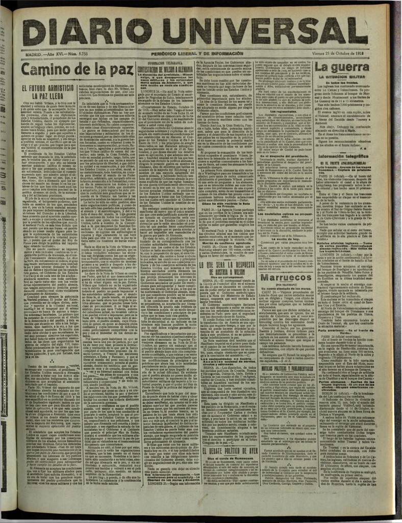 Miniatura de Diario Universal del 25 de octubre de 1918