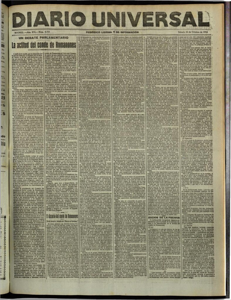 Miniatura de Diario Universal del 26 de octubre de 1918