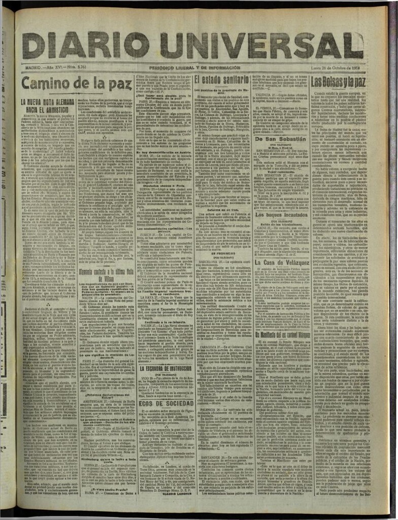 Miniatura de Diario Universal del 28 de octubre de 1918