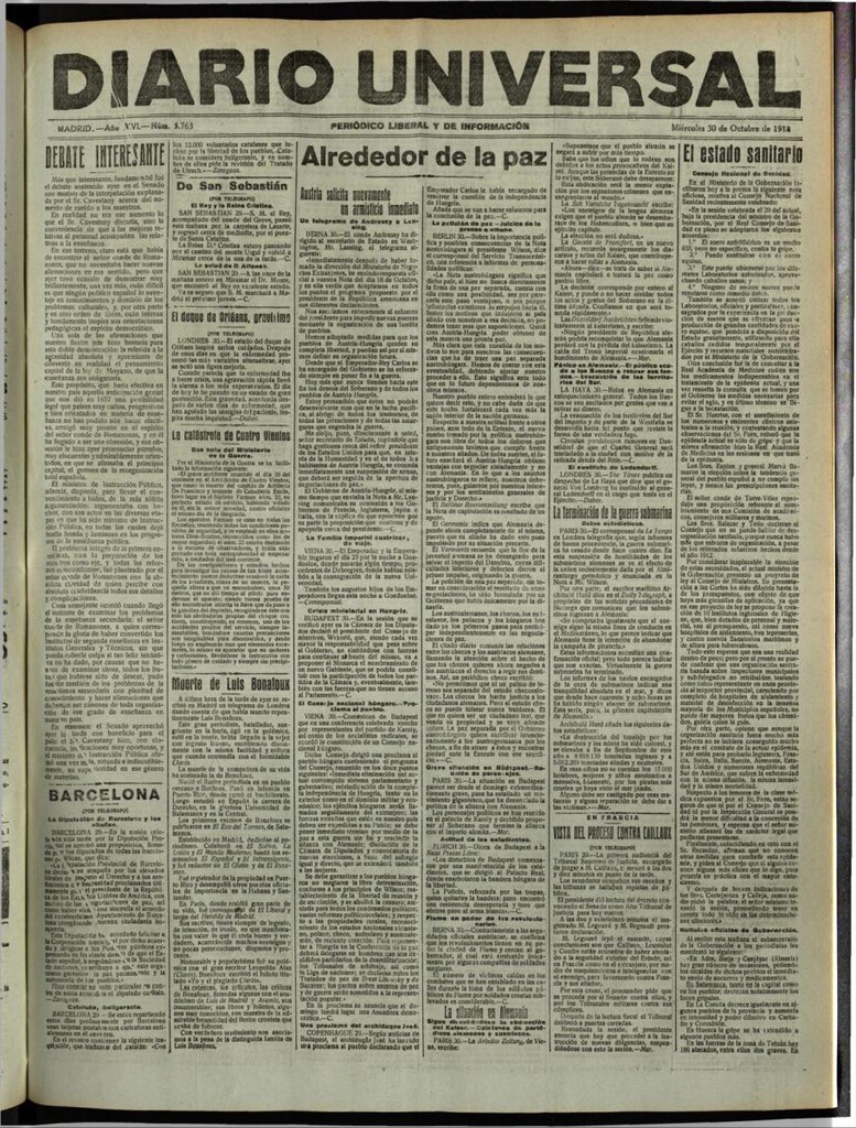 Miniatura de Diario Universal del 30 de octubre de 1918
