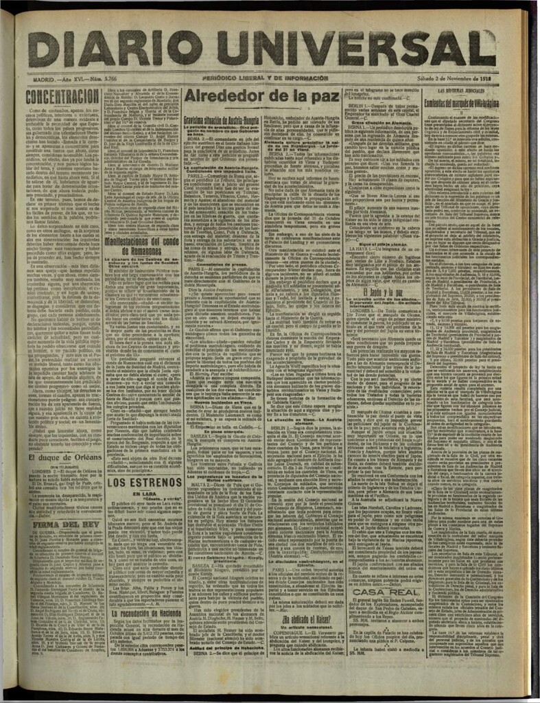 Miniatura de Diario Universal del 2 de noviembre de 1918