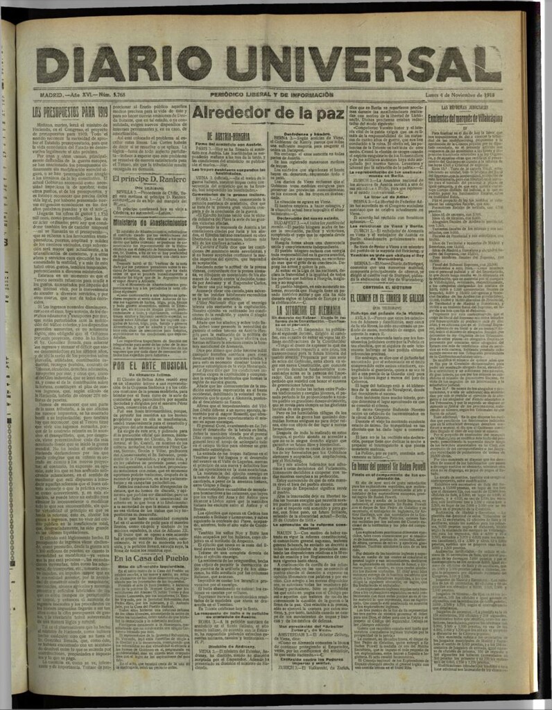 Miniatura de Diario Universal del 4 de noviembre de 1918