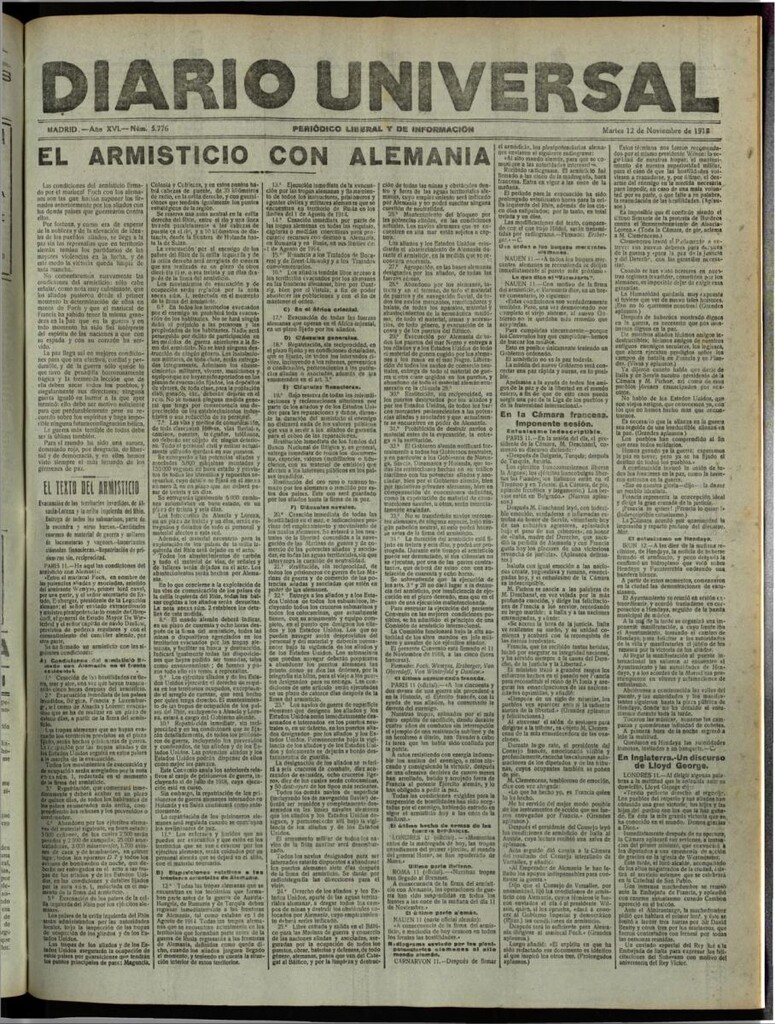 Miniatura de Diario Universal del 12 de noviembre de 1918