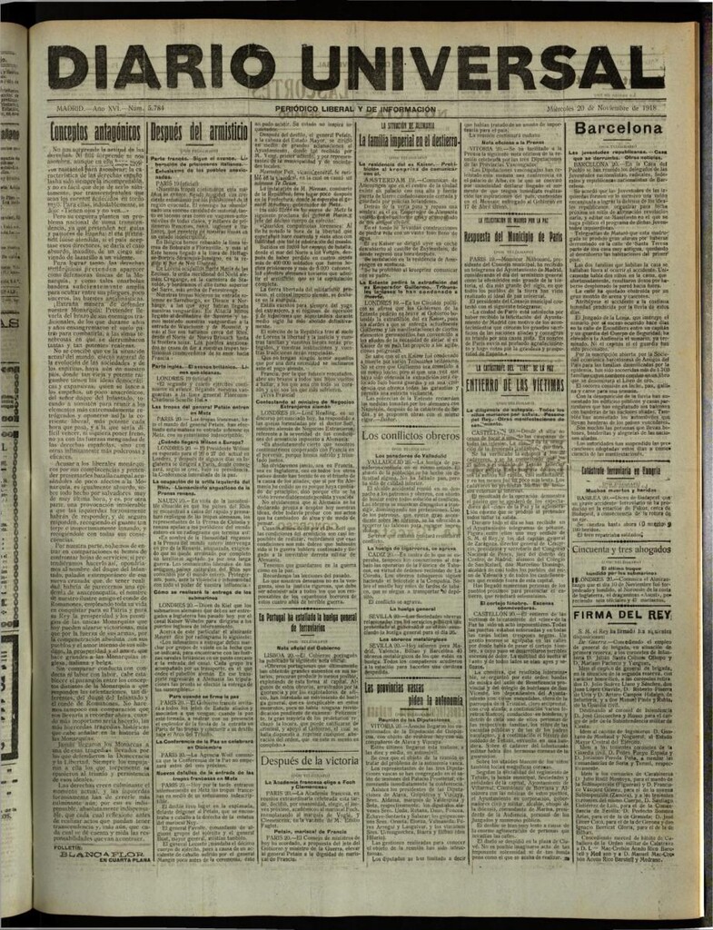 Miniatura de Diario Universal del 20 de noviembre de 1918
