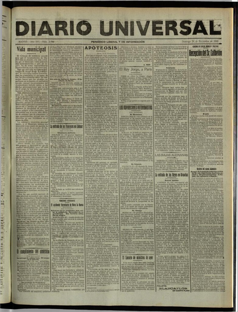 Miniatura de Diario Universal del 24 de noviembre de 1918