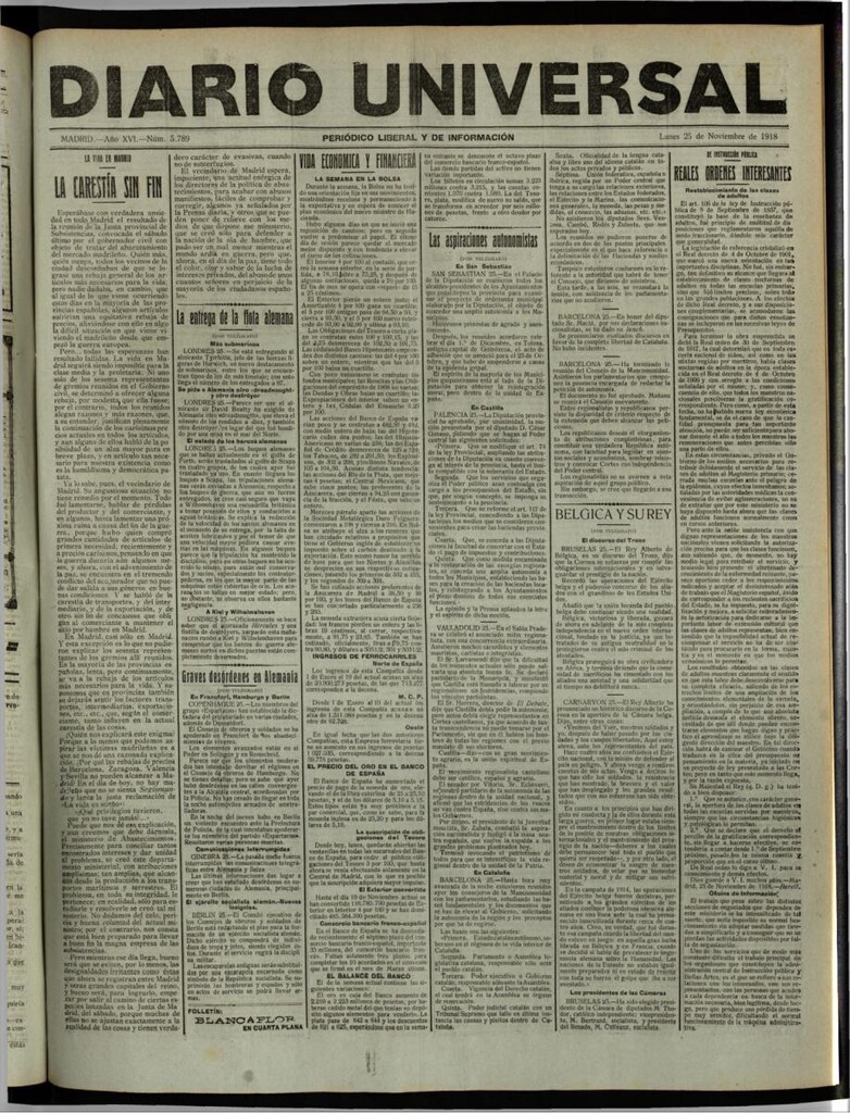 Miniatura de Diario Universal del 25 de noviembre de 1918