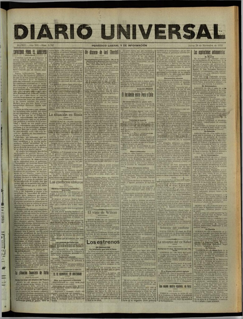Miniatura de Diario Universal del 28 de noviembre de 1918