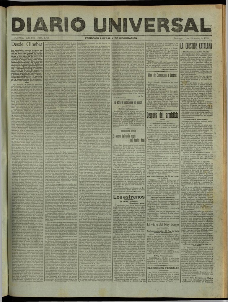 Miniatura de Diario Universal del 1 de diciembre de 1918