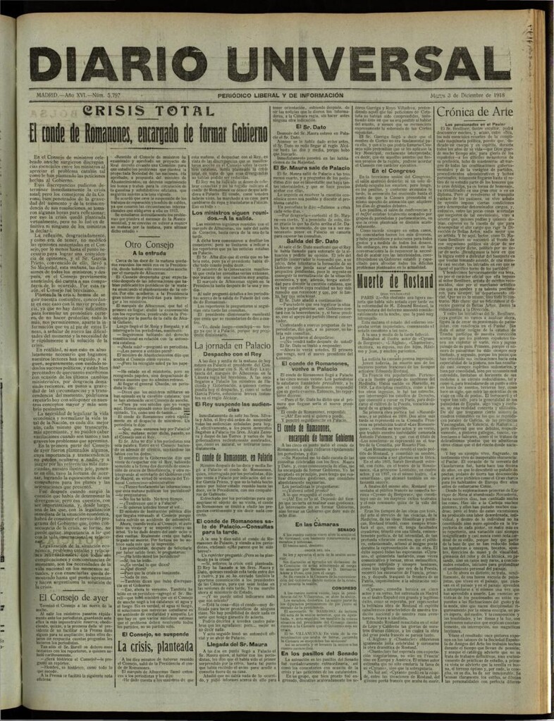 Miniatura de Diario Universal del 3 de diciembre de 1918