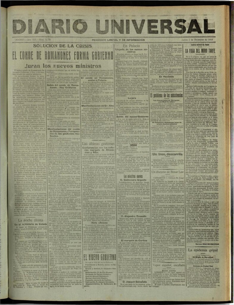 Miniatura de Diario Universal del 5 de diciembre de 1918