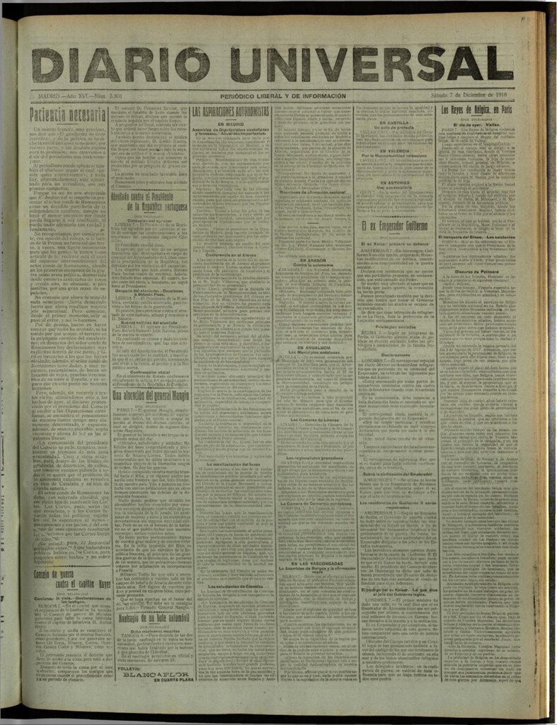 Miniatura de Diario Universal del 7 de diciembre de 1918