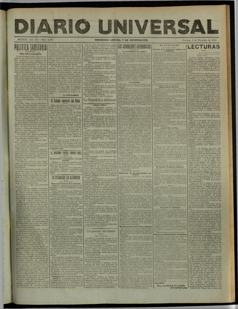 Miniatura de Diario Universal del 8 de diciembre de 1918