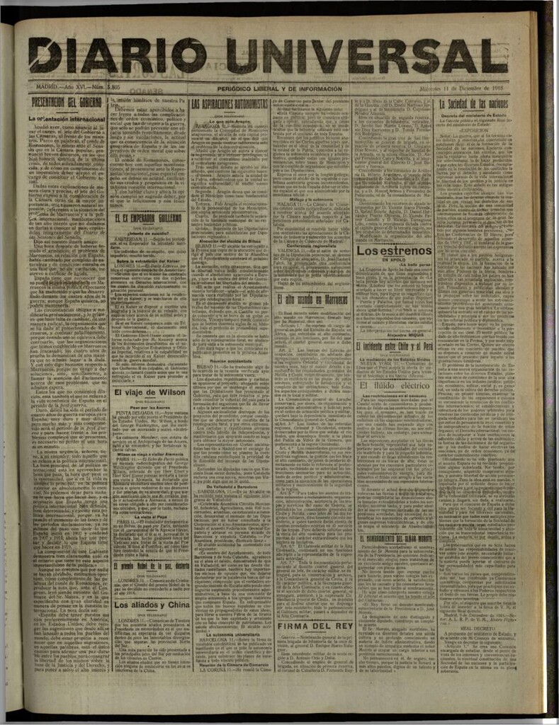 Miniatura de Diario Universal del 11 de diciembre de 1918