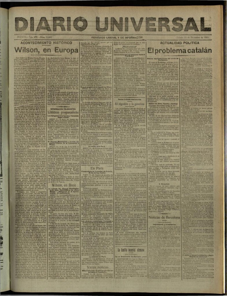 Miniatura de Diario Universal del 14 de diciembre de 1918