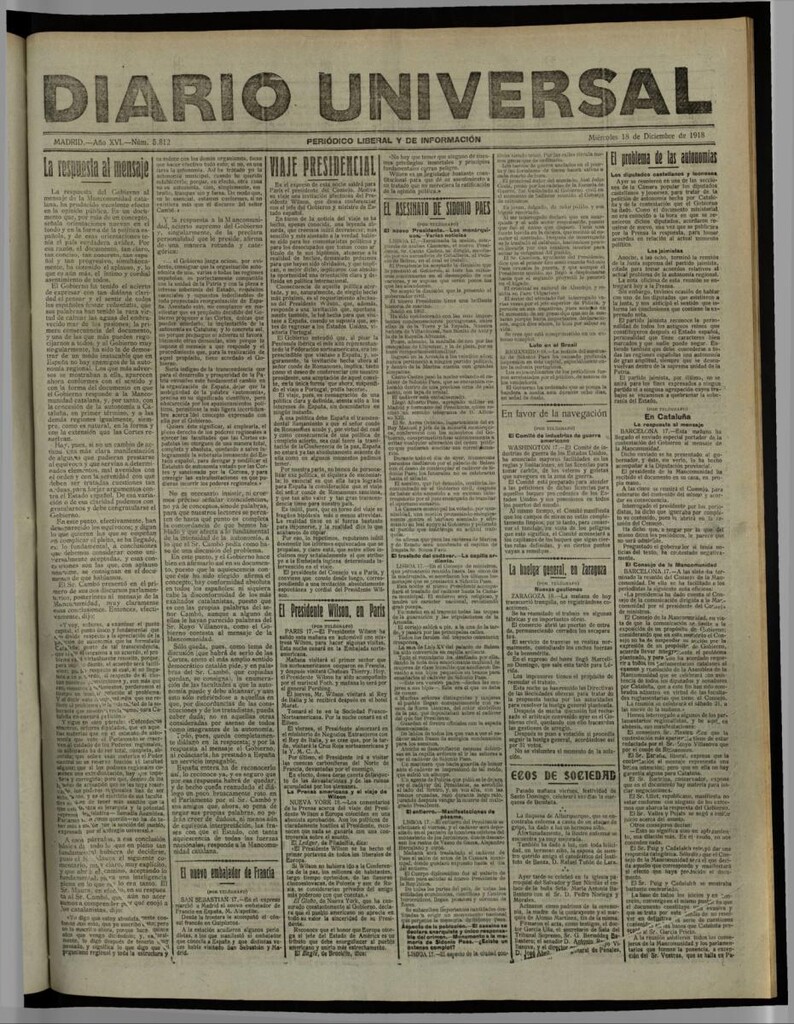 Miniatura de Diario Universal del 18 de diciembre de 1918