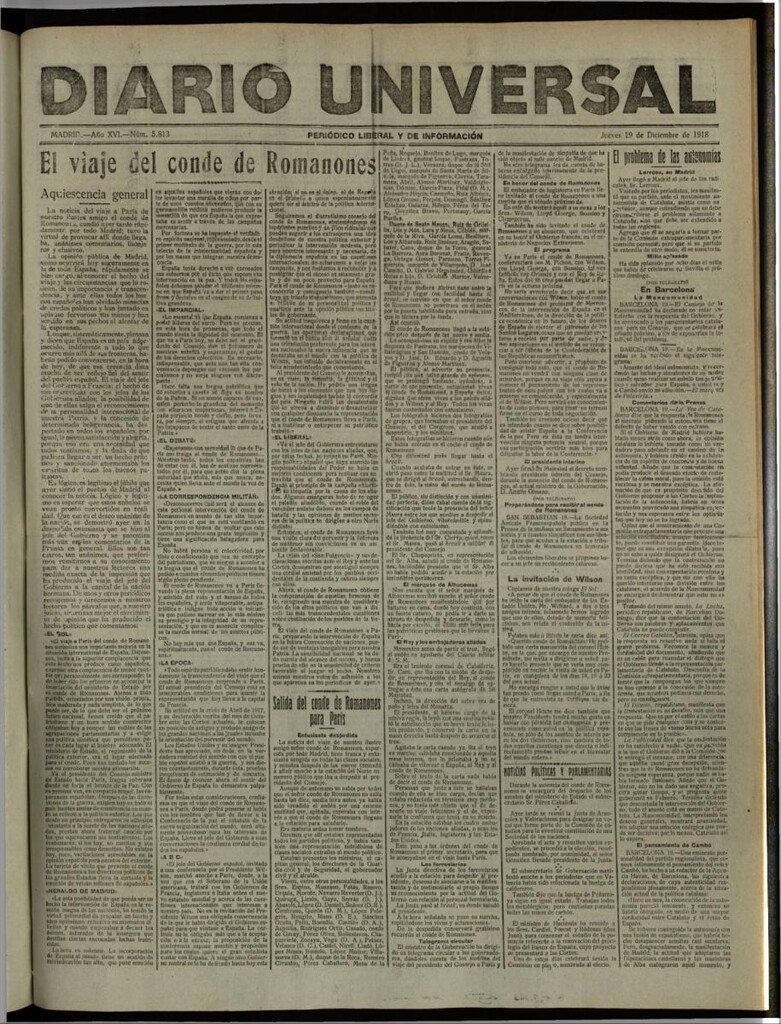 Miniatura de Diario Universal del 19 de diciembre de 1918