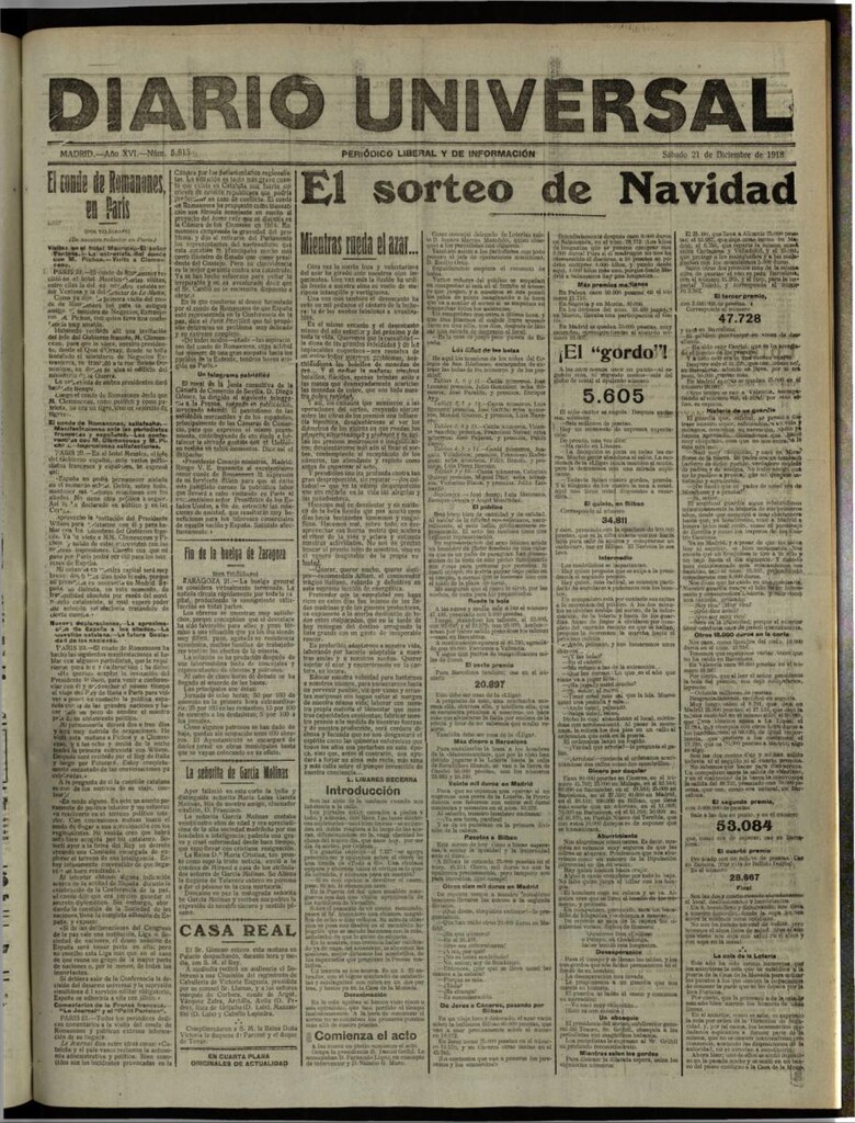Miniatura de Diario Universal del 21 de diciembre de 1918