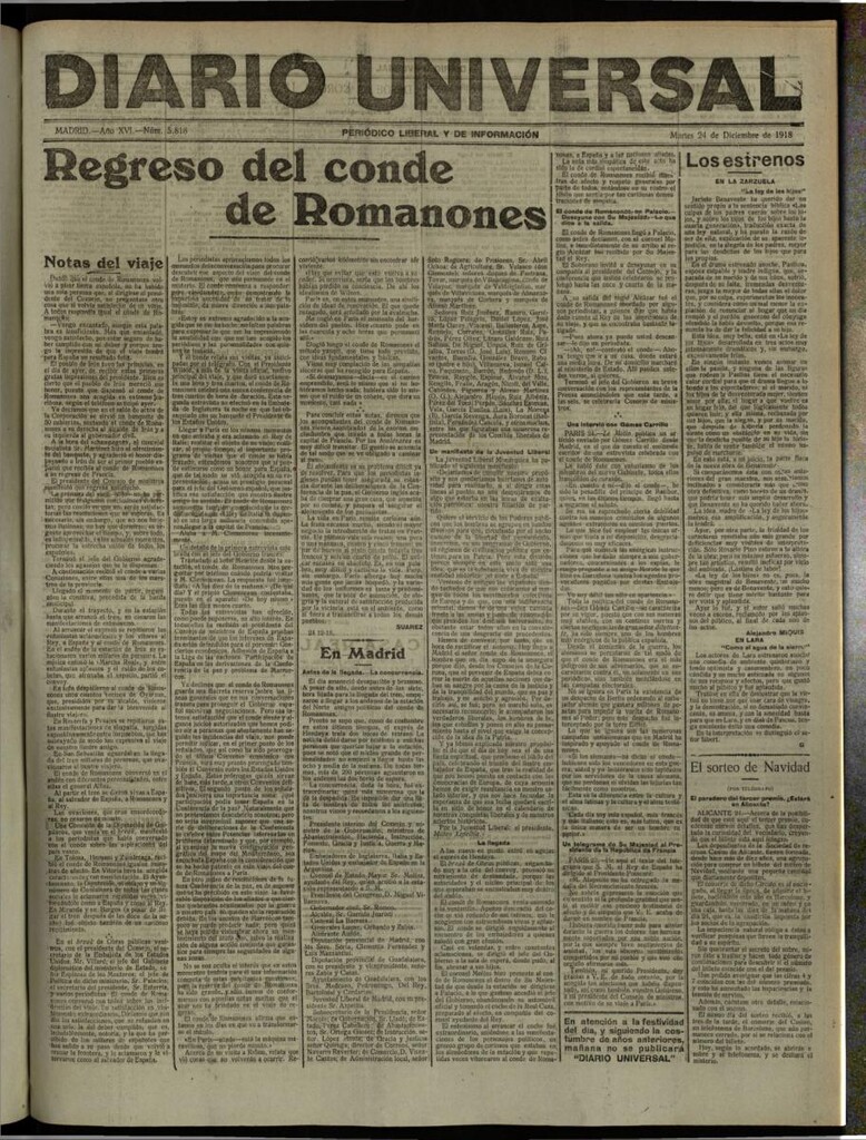 Miniatura de Diario Universal del 24 de diciembre de 1918