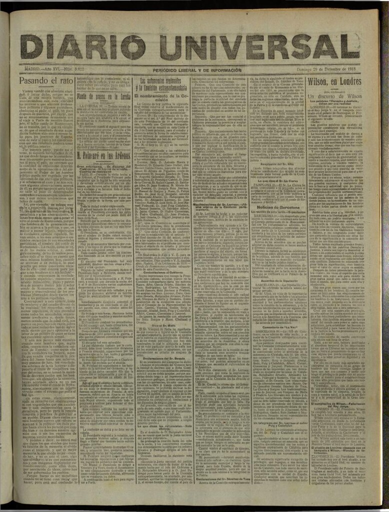 Miniatura de Diario Universal del 29 de diciembre de 1918