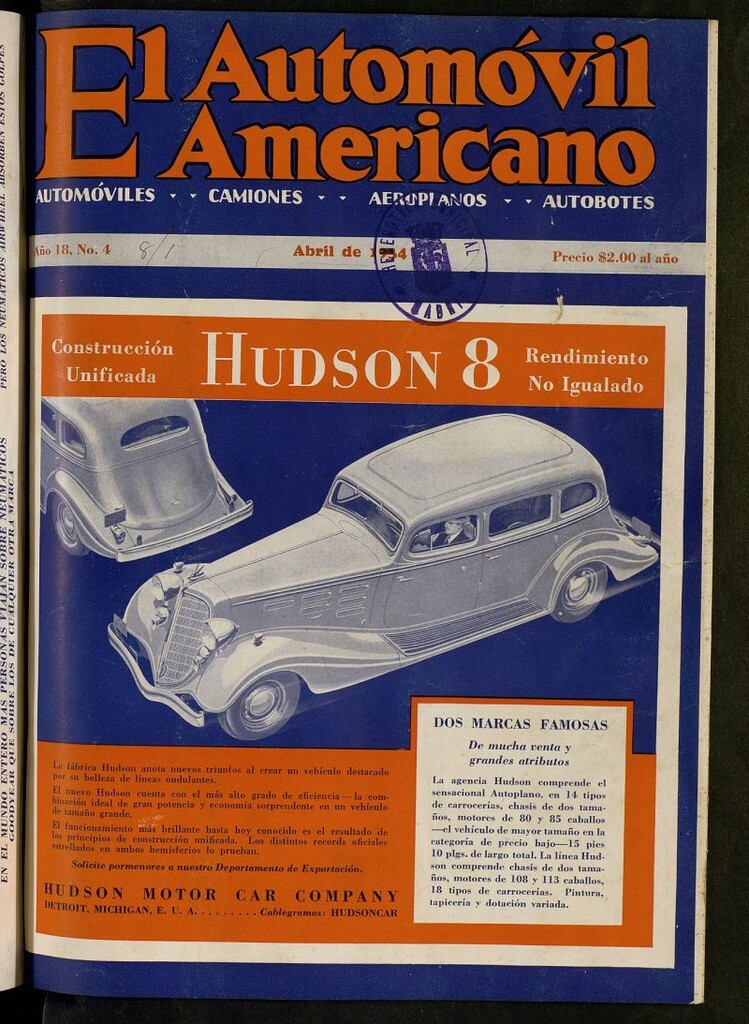 Miniatura de El Automóvil Americano : automóviles, camiones, motos, cicletas, aeroplanos, abril de 1934, nº 4