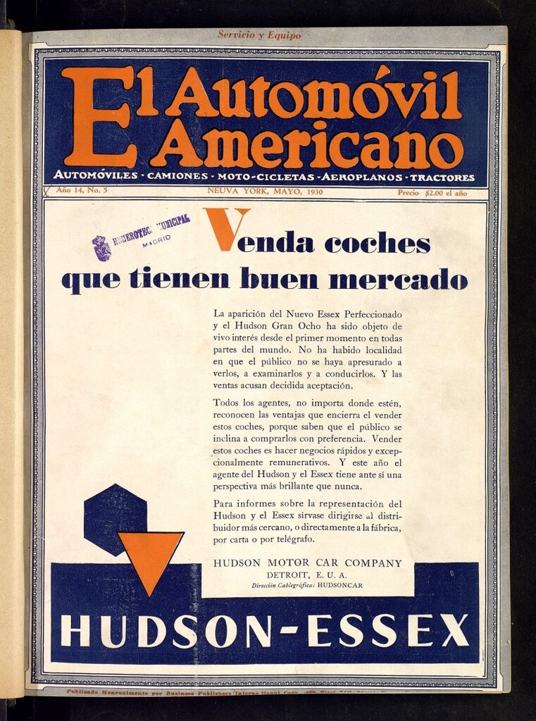 Miniatura de El Automóvil Americano : automóviles, camiones, motos, cicletas, aeroplanos, mayo de 1930, nº 5