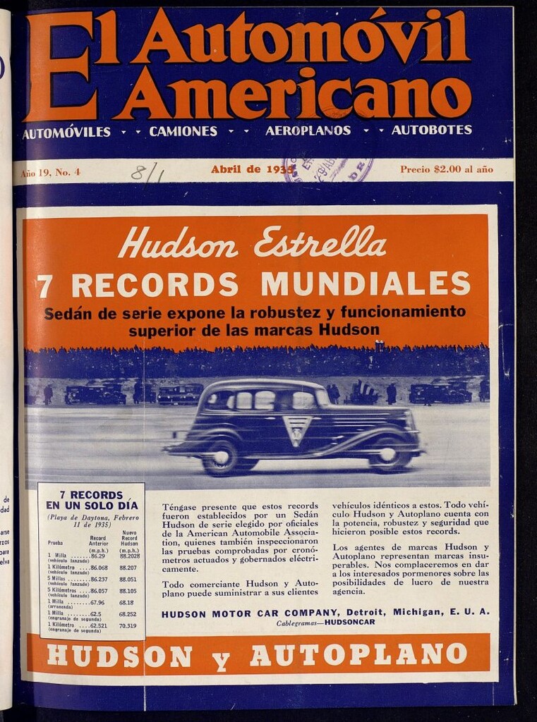 Miniatura de El Automóvil Americano : automóviles, camiones, motos, cicletas, aeroplanos, de abril de 1935, nº 4