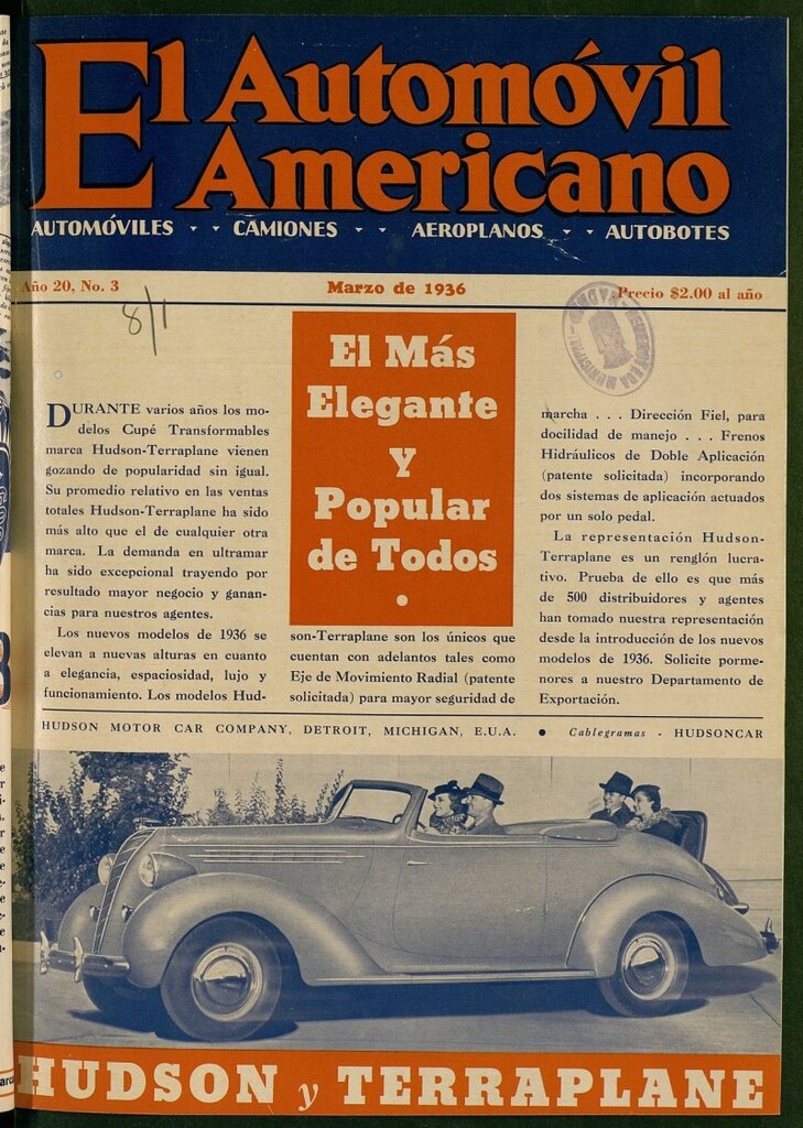 Miniatura de El Automóvil Americano : automóviles, camiones, motos, cicletas, aeroplanos, de marzo de 1936, nº 3