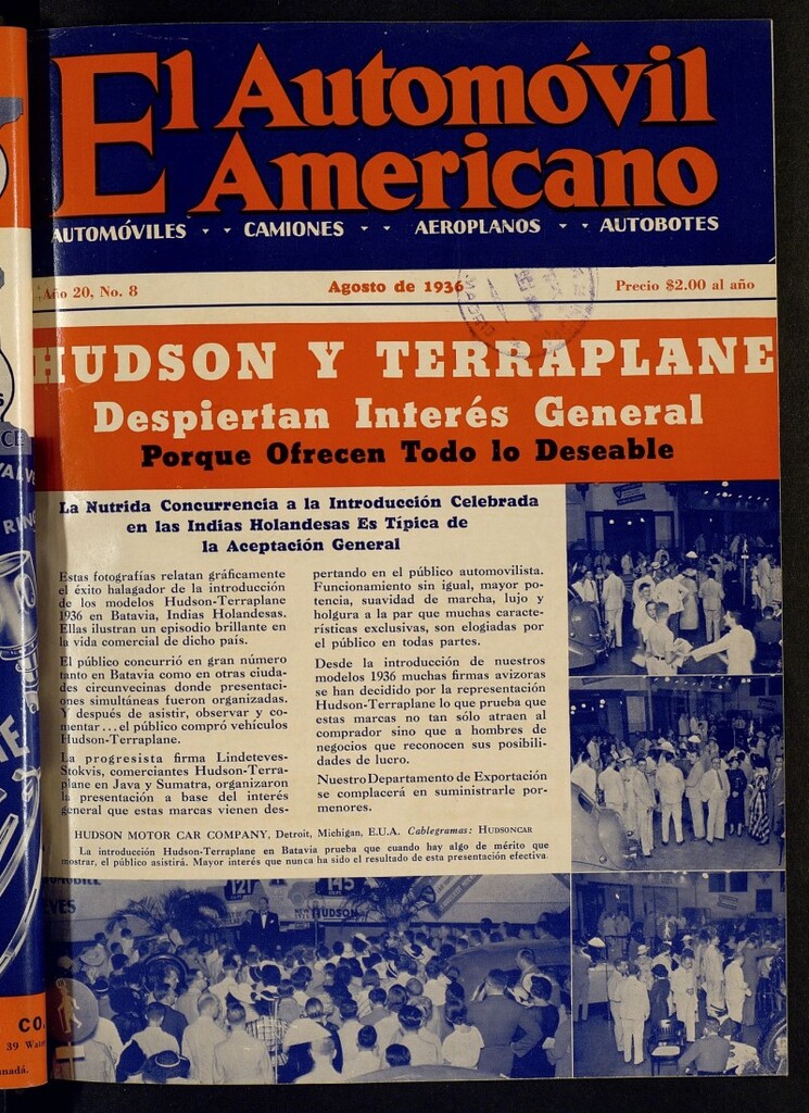 Miniatura de El Automóvil Americano : automóviles, camiones, motos, cicletas, aeroplanos, de agosto de 1936, nº 8