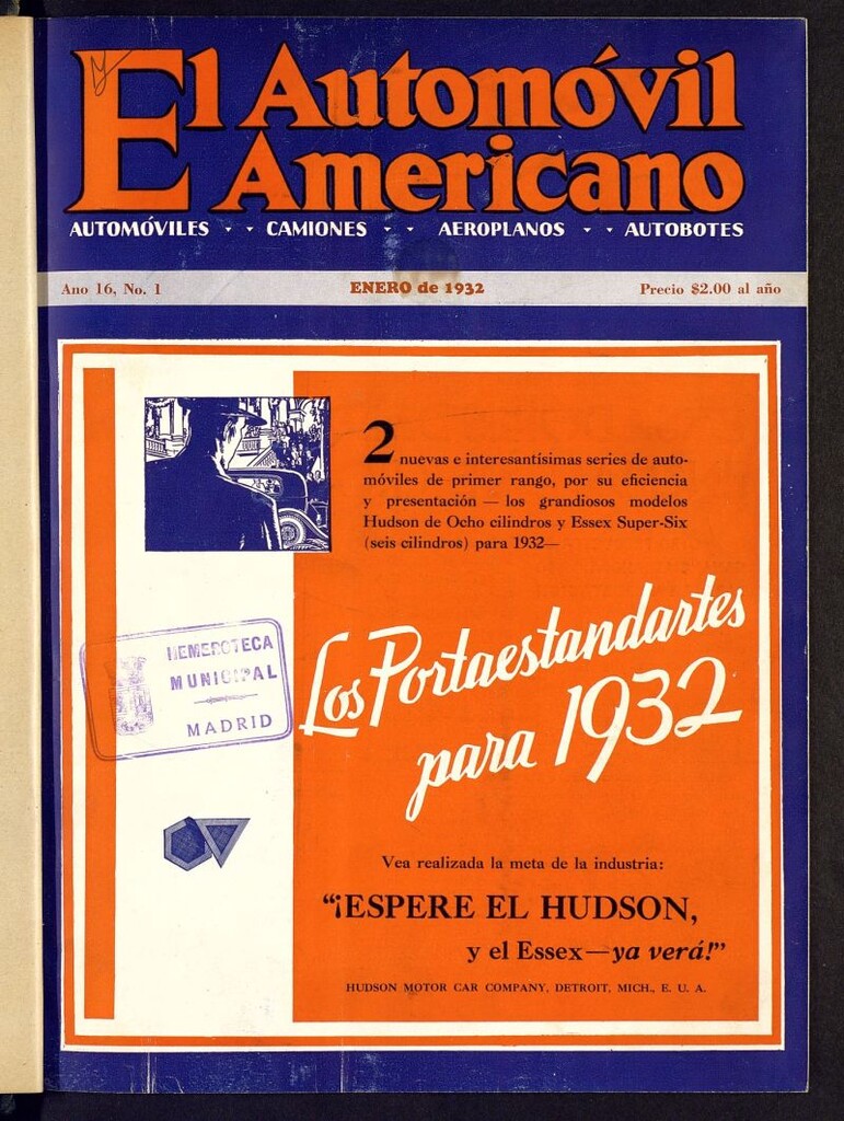 Miniatura de El Automóvil Americano : automóviles, camiones, motos, cicletas, aeroplanos, de enero de 1932, nº 1
