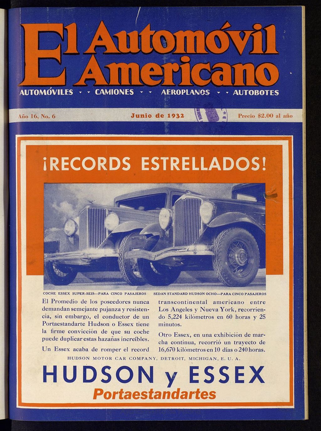 Miniatura de El Automóvil Americano : automóviles, camiones, motos, cicletas, aeroplanos, de junio de 1932, nº 6