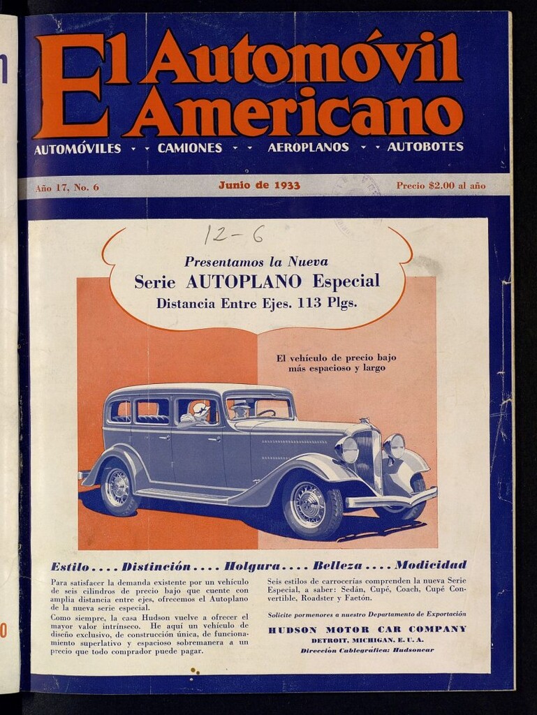 Miniatura de El Automóvil Americano : automóviles, camiones, motos, cicletas, aeroplanos, de junio de 1933, nº 6