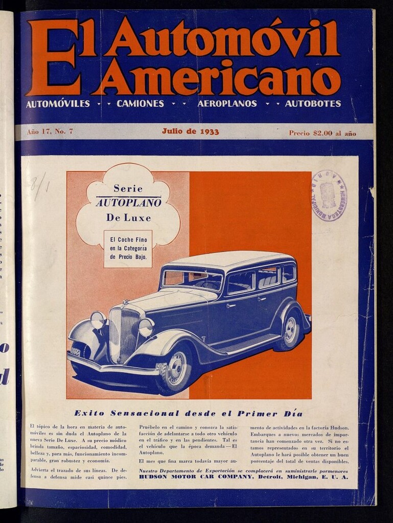 Miniatura de El Automóvil Americano : automóviles, camiones, motos, cicletas, aeroplanos, de julio de 1933, nº 7
