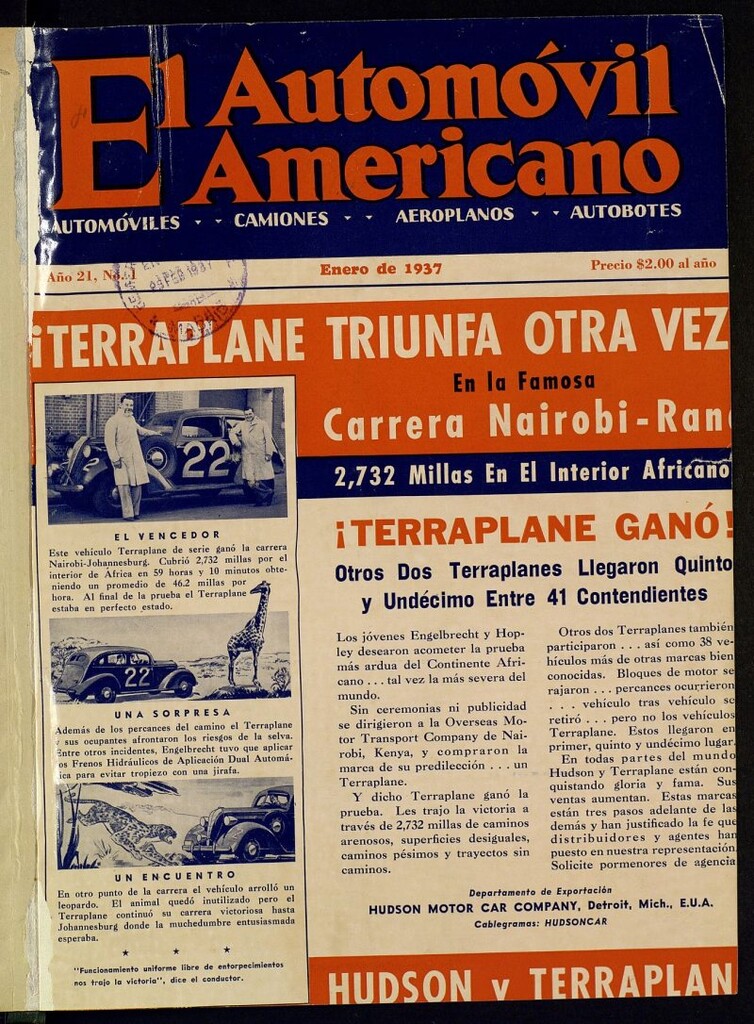 Miniatura de El Automóvil Americano : automóviles, camiones, motos, cicletas, aeroplanos, de enero de 1937, nº 1