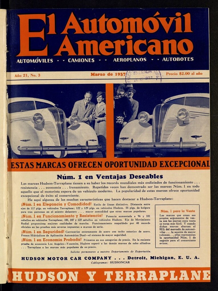 Miniatura de El Automóvil Americano : automóviles, camiones, motos, cicletas, aeroplanos, de marzo de 1937, nº 3