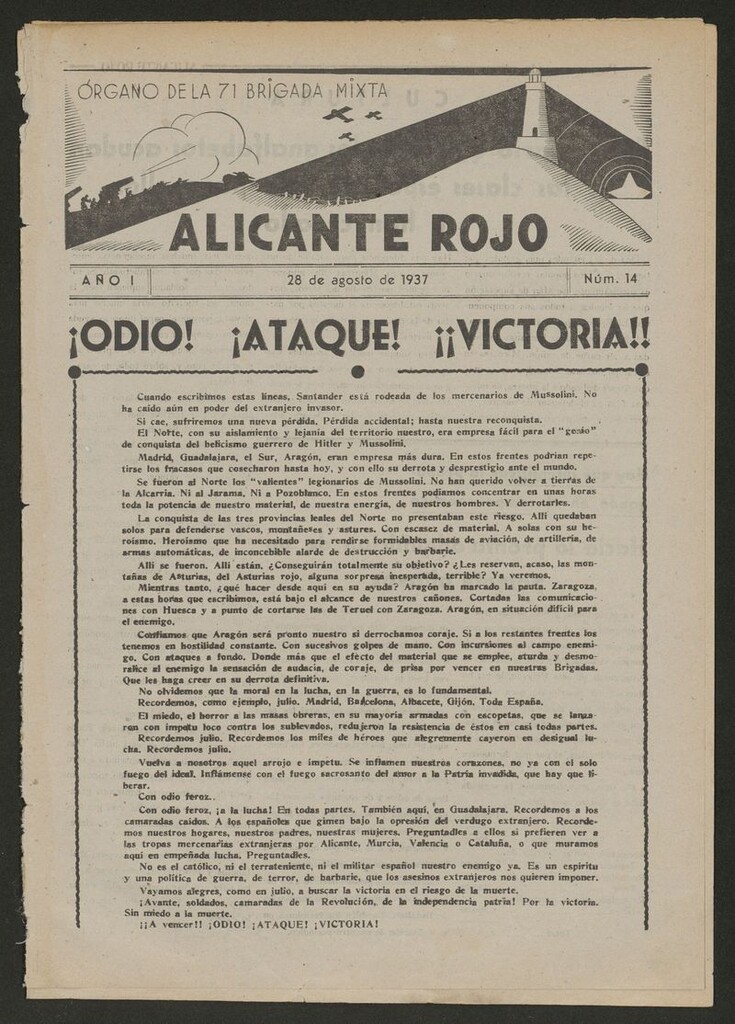 Miniatura de Alicante Rojo del 28 de agosto de 1937