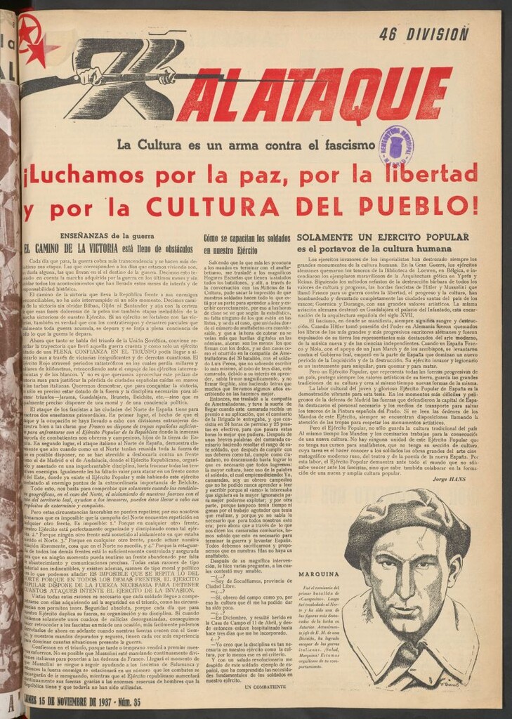 Miniatura de Al Ataque : Organo de la Brigada del Campesino del 15 de noviembre de 1937