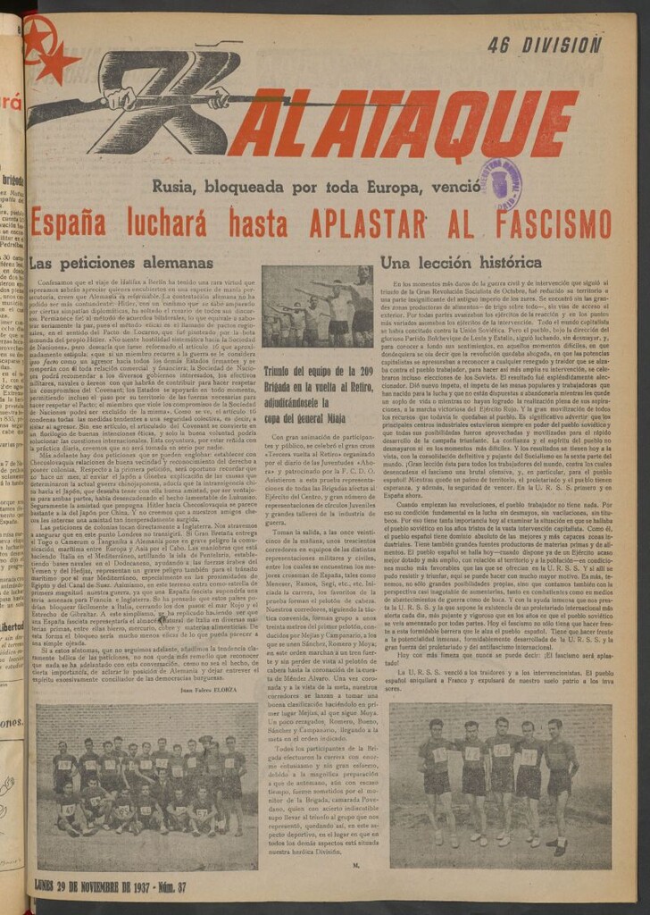 Miniatura de Al Ataque : Organo de la Brigada del Campesino del 29 de noviembre de 1937