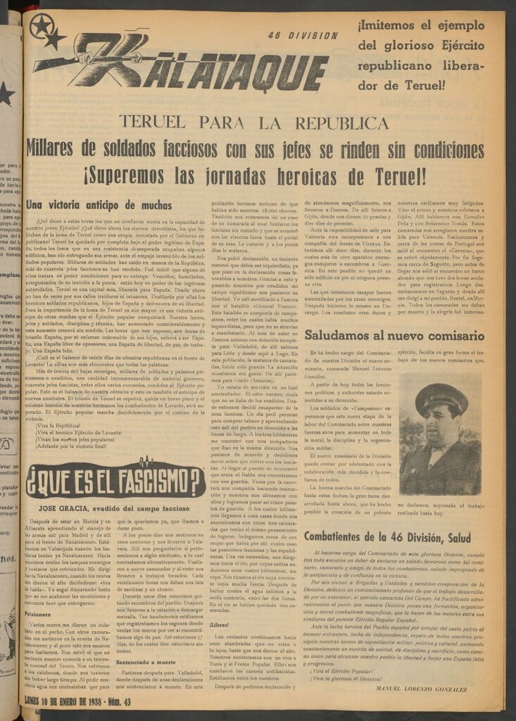 Miniatura de Al Ataque : Organo de la Brigada del Campesino del 10 de enero de 1938