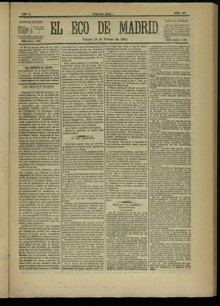 Miniatura de El Eco de Madrid : diario político de la tarde del 24 de febrero de 1882, nº 267