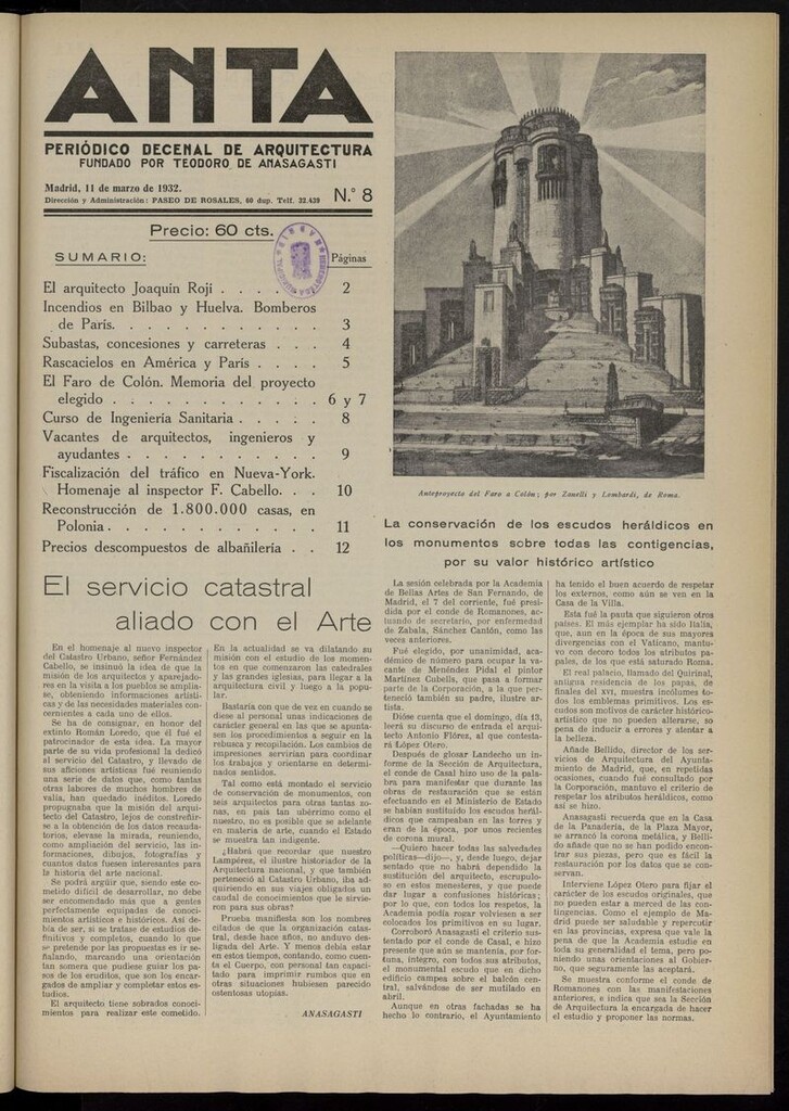 Miniatura de Anta: periódico de arquitectura del 11 de marzo de 1932