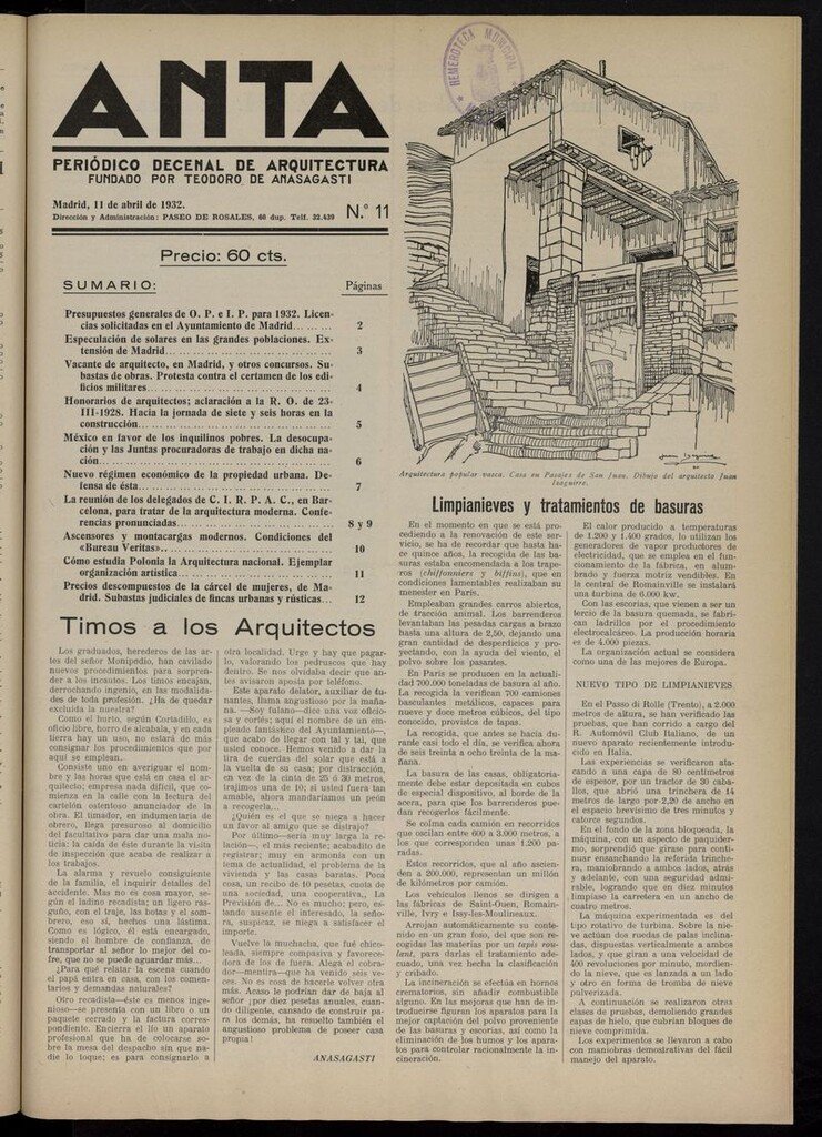 Miniatura de Anta: periódico de arquitectura del 11 de abril de 1932