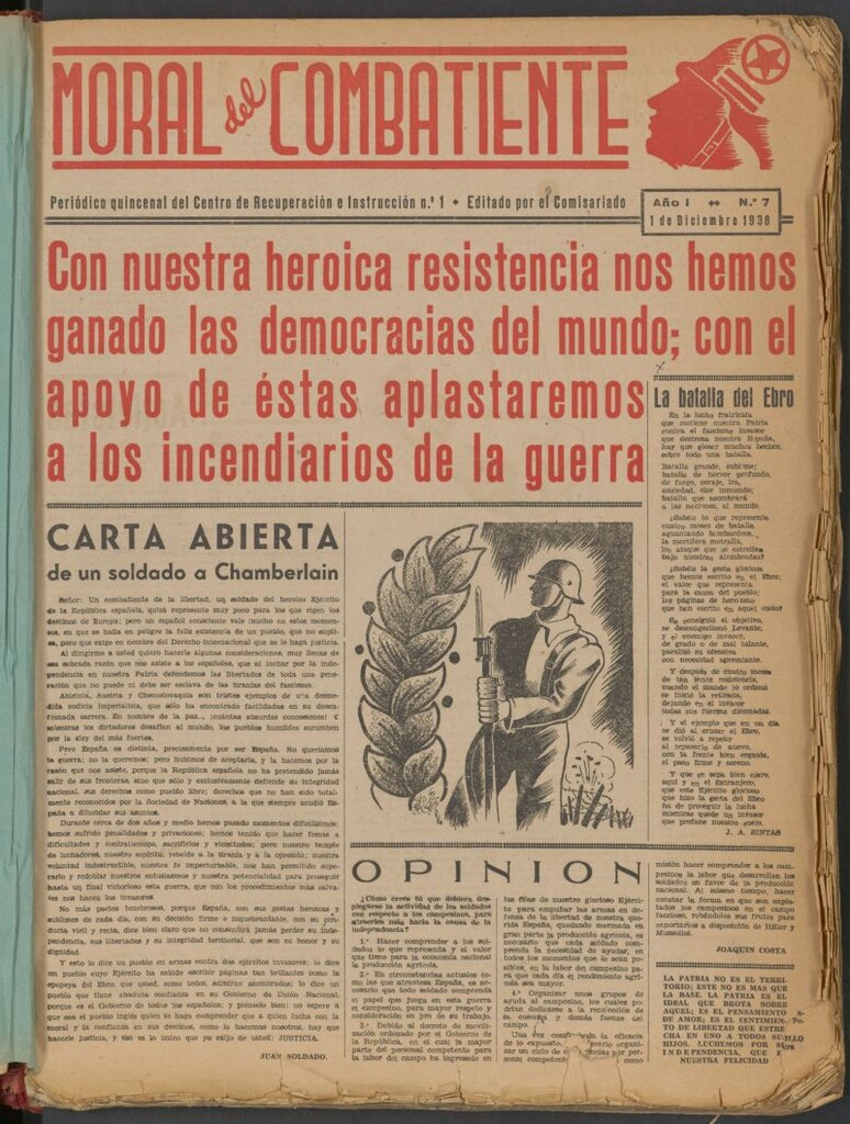 Miniatura de Moral del combatiente : periódico quincenal del Centro de Recuperación e Instrucción n.º 1