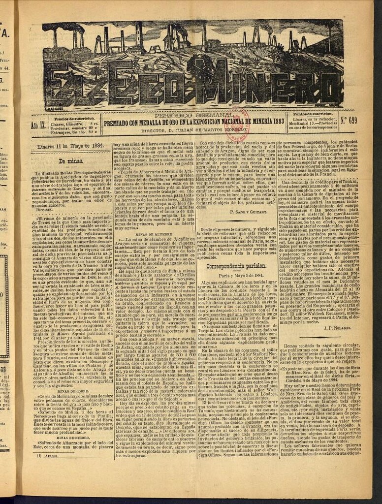 Miniatura de El Eco Minero : periódico bisemanal del 11 de mayo de 1884, nº 699