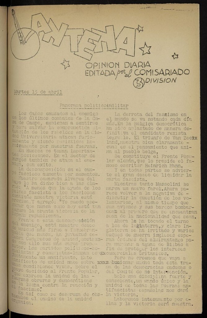 Miniatura de Antena: Opinión Diaria del 13 de abril de 1937