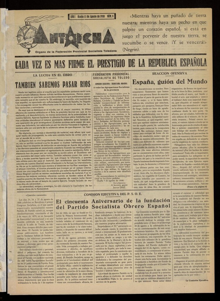 Miniatura de Antorcha (Ocaña) del 11 de agosto de 1938