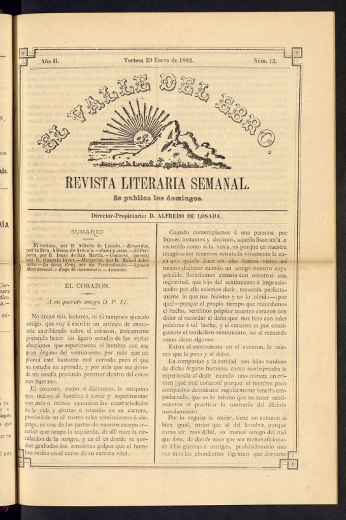 Miniatura de El Valle del Ebro : revista literaria semanal, de 29 de enero de 1882, nº 13
