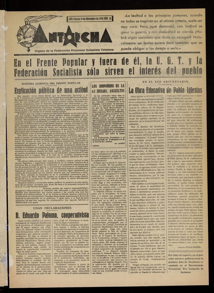 Miniatura de Antorcha (Ocaña) del 24 de diciembre de 1938