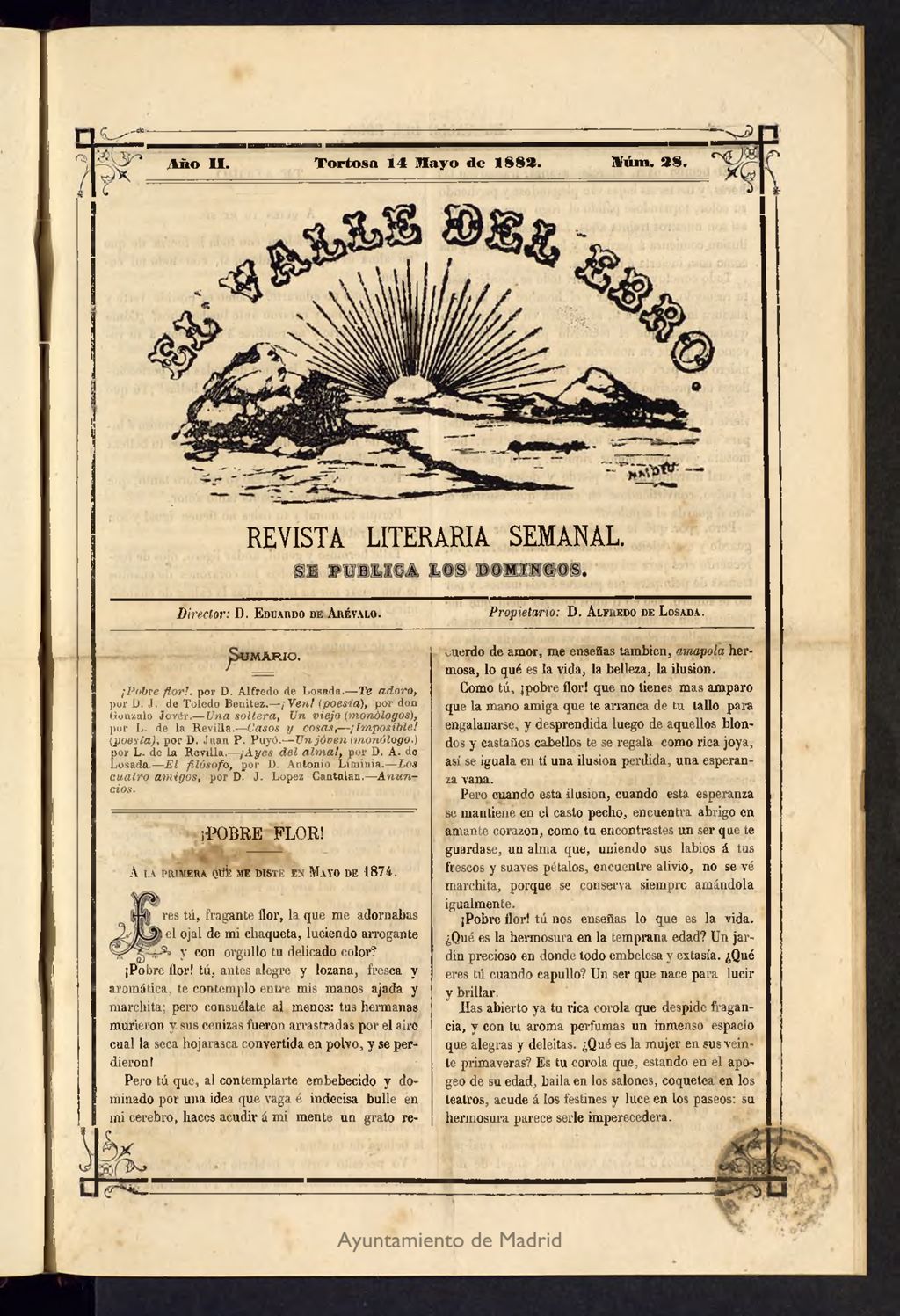 Miniatura de El Valle del Ebro : revista literaria semanal, de 14 de mayo de 1882, nº 28
